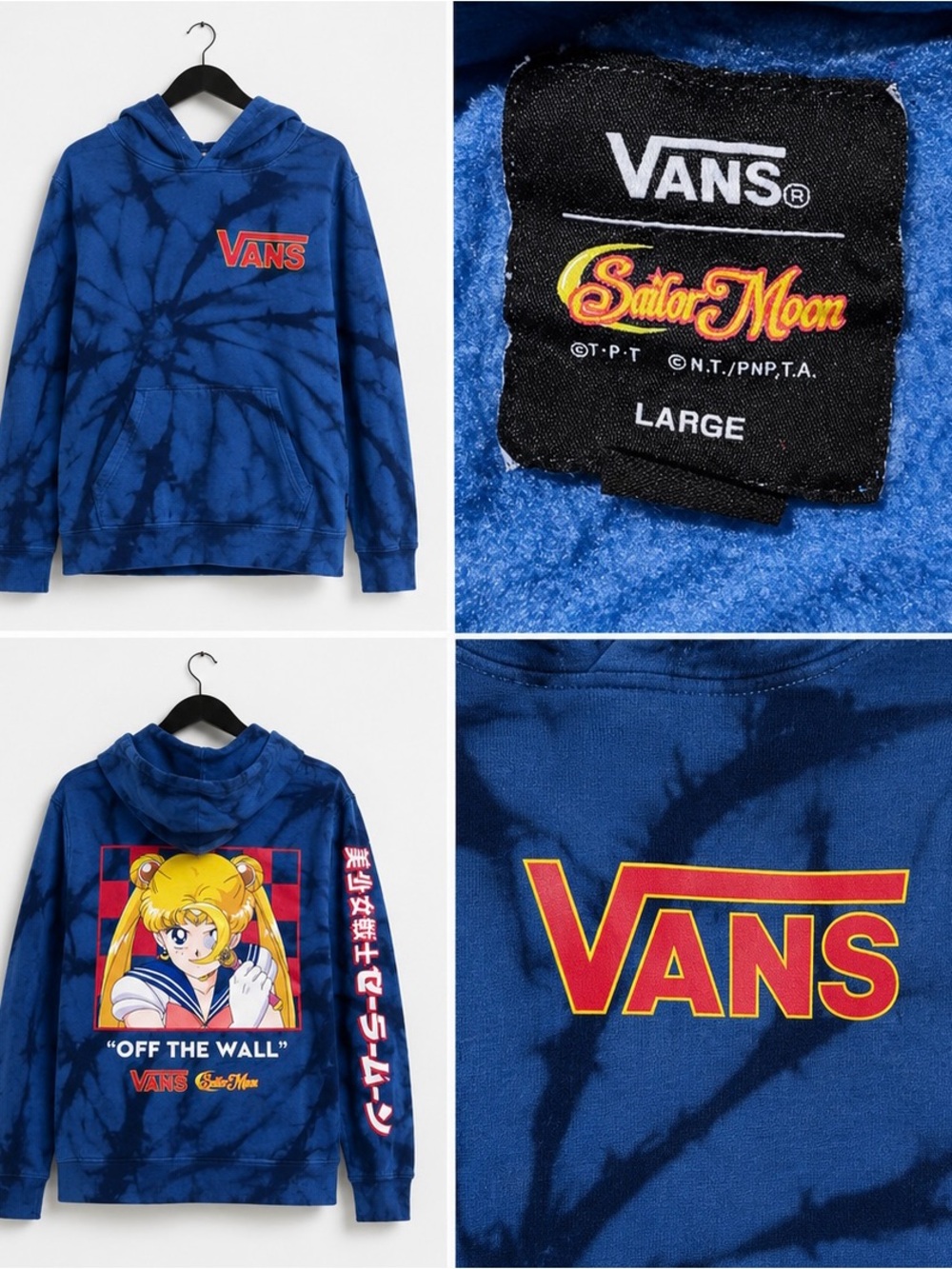 🔥Vans x Sailor Moon Blue Tie-Dye Hoodie | Women’s M | Anime Graphic Pullover - Picture 2 of 5
